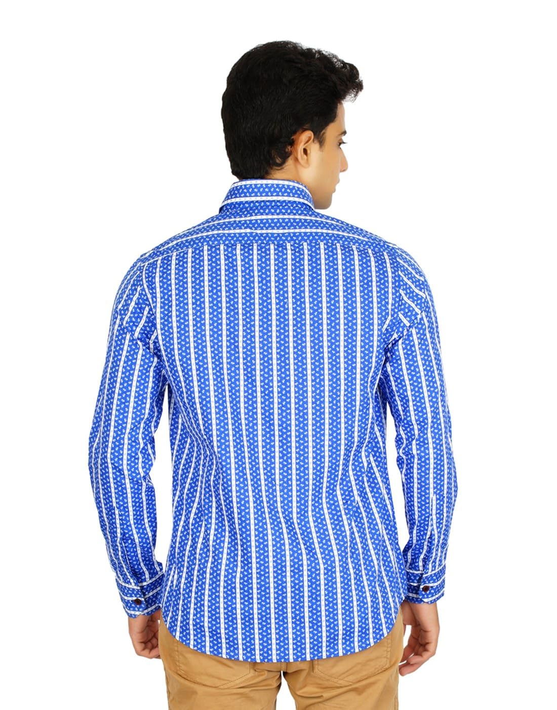 Blue shirt with white lines Clearance