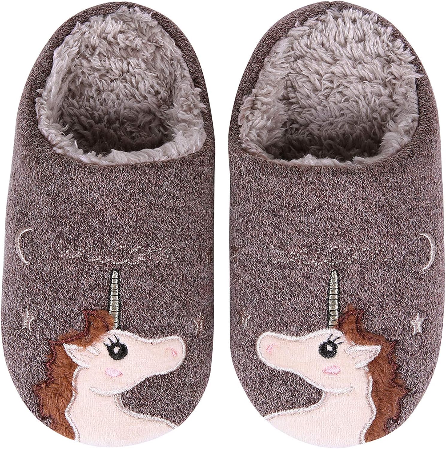 Fluffy Unicorn Slippers Furry Lining Unicorn Slippers Winter Warm Slippers Indoor