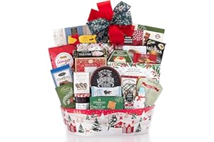 The Most Wonderful Time Festive Gourmet Gift Basket by Wine Country Gift Baskets for a Very Merry Christmas with Chocolate, Candy, Snacks and more.
