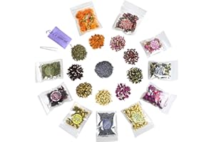 DORAMAGIC Natural Dried Flowers Kit 10 Bags, Dried Flowers Herbs for Soap Making,Candle, Resin Jewelry, Bath, Dried Flowers Bulk Include Rose Buds,Lavender,Jasmine and More