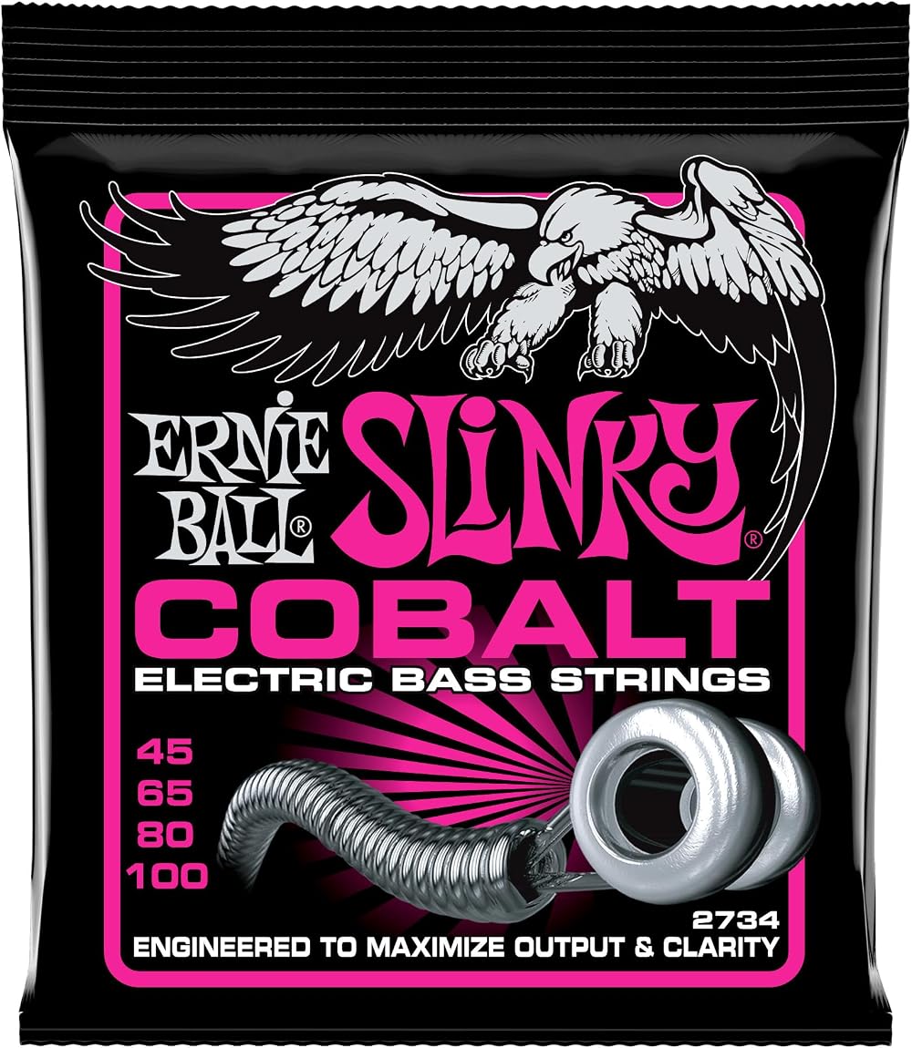 Ernie Ball P02734 Super Slinky Cobalt Electric Bass Strings 45 100 Gauge