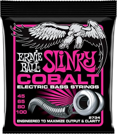 Ernie Ball P02734 Super Slinky Cobalt Electric Bass Strings 45 100 Gauge