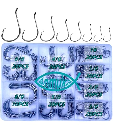 Amazon.com : Carbon Steel Fishing Hooks 500 Pcs, Circle Hooks Assortment for Saltwater Freshwater Ice Fishing, Salt Water Fish Hooks for Catfish Trout Bass Octopus Multi Size 6 8 10 12 14 16 18 20 22 24 : Sports & Outdoors Amazon.com : Carbon Steel Fishing Hooks 500 Pcs, Circle Hooks Assortment for Saltwater Freshwater Ice Fishing, Salt Water Fish Hooks for Catfish Trout Bass Octopus Multi Size 6 8 10 12 14 16 18 20 22 24 : Sports & Outdoors