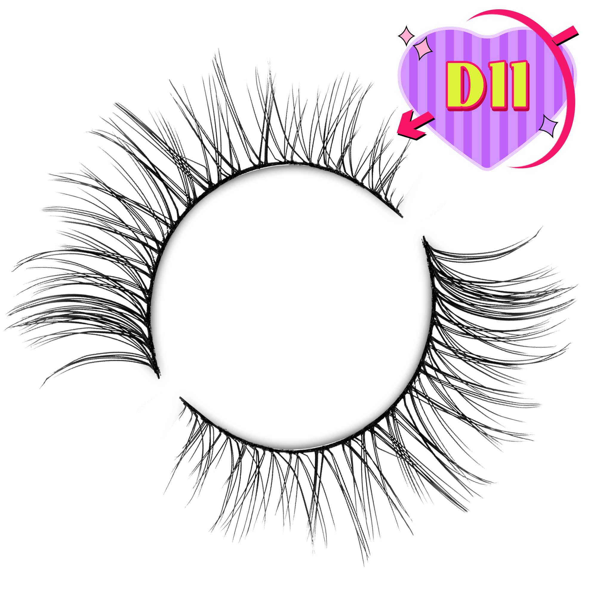 Onlyall Natural Lashes Wispy Lashes Natural Look False Eyelashes Natural Flared Eyelashes False Eye Lashes Soft Fluffy Lashes 7 Pairs D11 Gradual-10mm