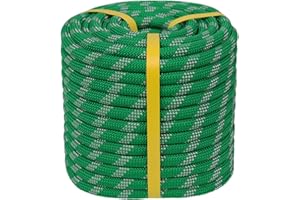 CRAYZA Double Braided Polyester Rope (1/2 in x 100 ft) Strong Arborist Rigging Rope 48 Strands for Tree Work Climbing Pulling Swing Sailing, Green
