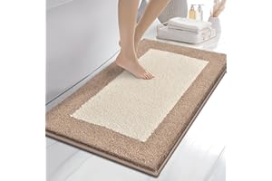 anllugs Bathroom Rugs 24" x 36", Non-Slip Extra Soft Absorbent Bath Rugs, Machine Washable Quick Dry Bath Mats for Bathroom Floor, Shower, Bathtub and Sink, Beige & Grayish Brown
