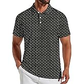 COOFANDY Men's Golf Polo Shirts Short Sleeve Quick Dry Performance Moisture Wicking Golf Shirts Casual Print Collared Shirt