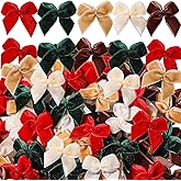 YGDZ 100 PCS Mini Christmas Velvet Bows, Small Bows for Xmas Crafts, 1 Inch Tiny Red Green Brown Velvet Bowknot for Christmas Gift Wrapping, DIY Christmas Decor