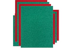 WISHOP 20 Sheets Chtistmas Glitter Thick Paper Cardstock Blank for DIY Birthday, Wedding Party Supplies, Invitation Cards Making, 8.5 x 11 inches (Christmas Green Red)