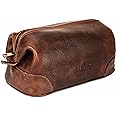 HLC Leather Toiletry Bag for Men - Best Gift for Men - Premium Genuine Leather Dopp Kit Shaving Kit Organizer Travel Kit Pouc