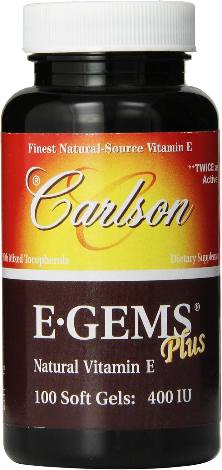 Carlson labs e-gems Plus 400 iu, Natural vitamin e, 100 Soft Gel (088395004414)