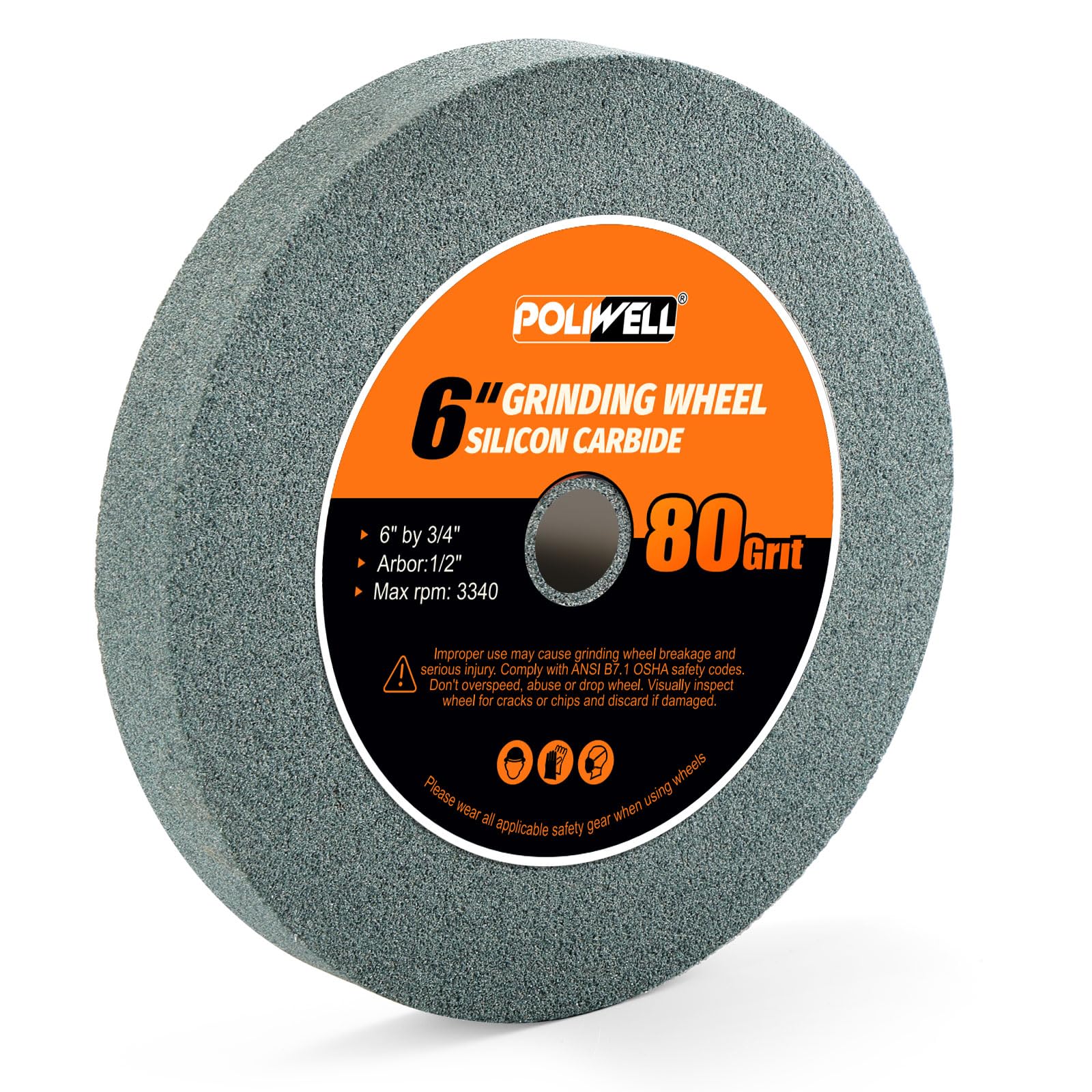 Photo 1 of 6 Inch Bench Grinder Grinding Wheel with 1/2'' Arbor, 80 Grit Silicon Carbide Bench Pedestal Grinding Wheel 3/4" Thick for Drill Bits, Blades and Knifes Polishing Sharpening