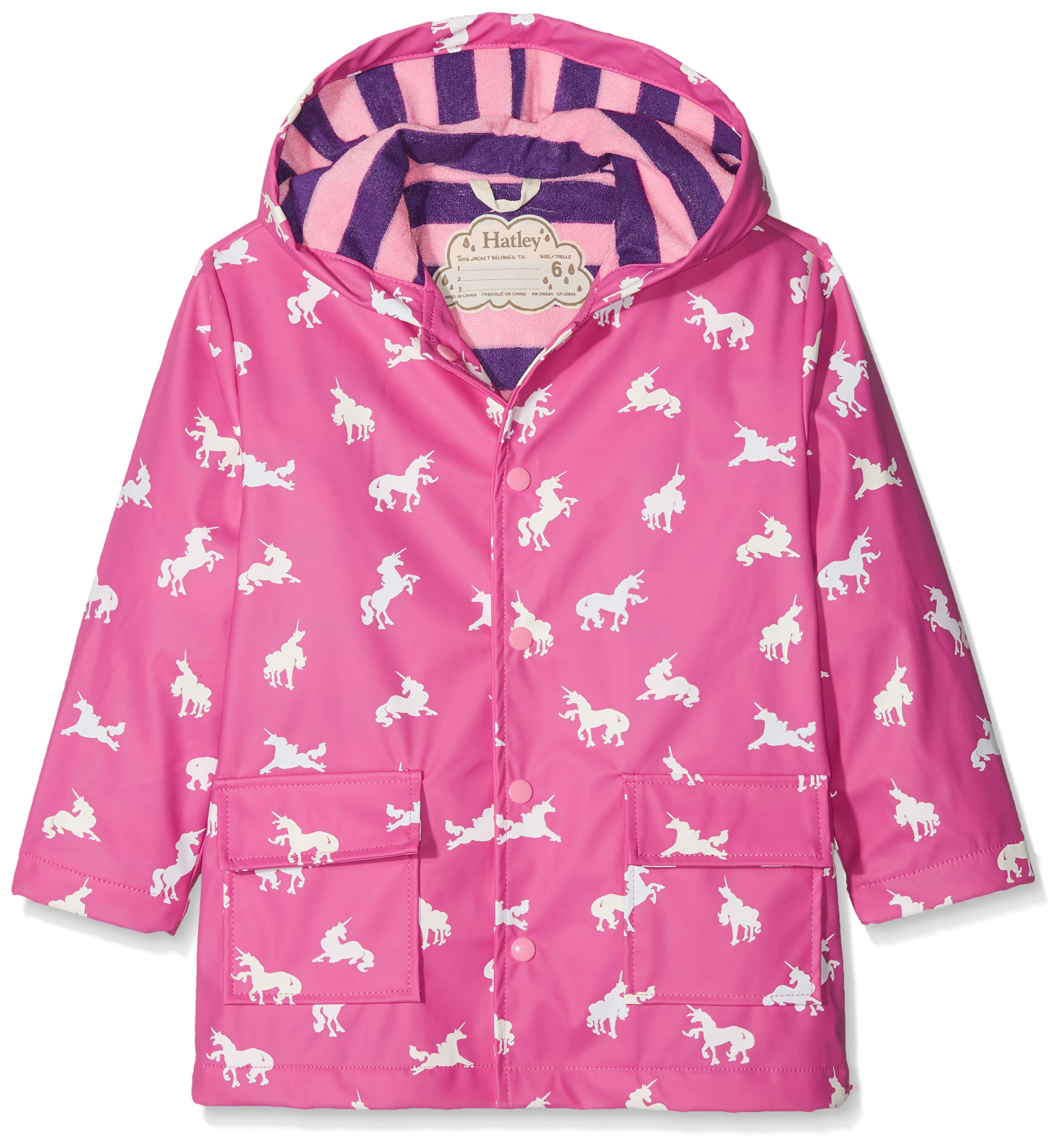 Hatley Girls' Printed Raincoats Unicorn Rainbow Shop