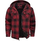 SCODI Mens Flannel Hooded Jacket Sherpa Lined Zip Up Hoodies for Men Plaid Shirt Jackets Warm Thick Fleece Coat with Pocket
