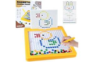 LOMKIWE Magnetic Drawing Board for Toddlers, Large Doodle Board with Magnet Pen & Beads, Dots Art Drawing Pad Preschool Montessori Toys for Kids, Gift for 3 4 5 6 Years Old Boys Girls