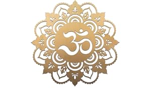 FOURTH LEVEL MANUFACTURING Fourth Level MFG 12" Sacred Om (Gold), Sacred Geometry Wood Wall Art, Sacred Sound Symbol, Mandala, Zen Home Decoration for Yoga and Meditation, Good Chakra Energy Spiritual Altar Decor