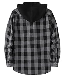 ZITY Men's Flannel Hoodie Shirts Casual Button Down