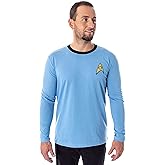 Star Trek The Original Series Men's TOS Costume Long Sleeve Tee Shirt - Captain Kirk, Spock