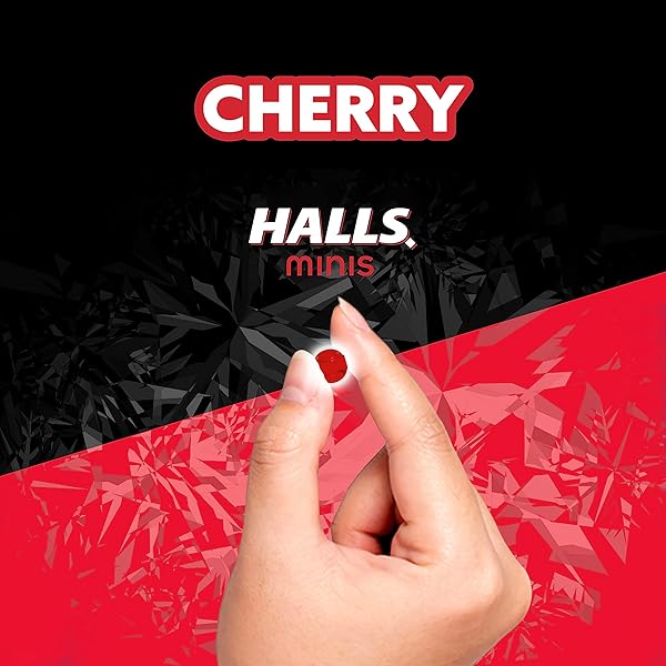 HALLS MINIS CHERRY FLAVOR SUGAR FREE COUGH DROPS, 8 PACKS OF 24 DROPS (192 DROPS TOTAL)