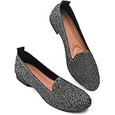 BABUDOG Women's Sparkly Flats Shoes Shiny Mesh Loafers Shoes Soft Memory Foam Flats