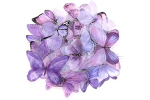 ANBEEISS 40 Pcs Decorative Butterfly Stickers Decals Transparent, Vintage Scrapbooking Journaling Stickers Supplies for Scrapbook Journaling Notebook Water Bottle Cards Decorations - Purple Butterfly