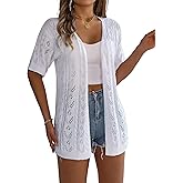 Beautiful Nomad Women's Summer Short Sleeve Crochet Cardigan Sweaters Lightweight Boho Knit Kimono Outwear