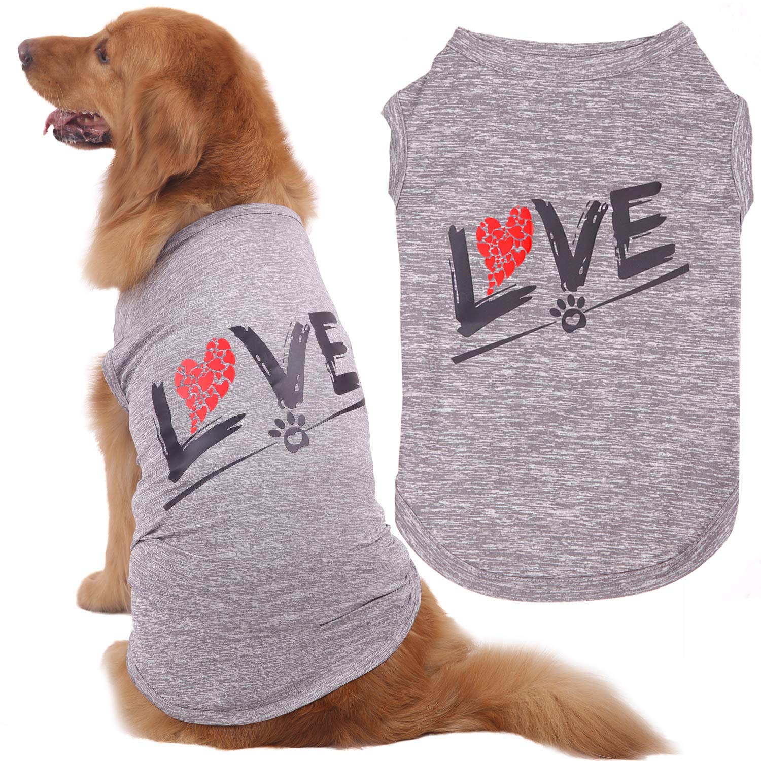CAISANG Dog Shirts Love Puppy T-Shirt Mommy Sweatshirt/Pets Clothes Sleeveless Vest Doggy Clothing Crewneck Womens Shirts, Cool Apparel for Small Medium Large Dogs Cats Sport Outfits (Pet 2XL) — image 1