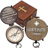 God's Path Compass - Engraved Working Handmade Antique Compass with Scripture - Religious, Christian, Catholic, Christening, First Communion, Confirmation Gifts for Teenage Boys and Men