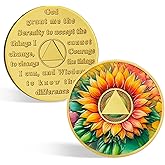 CHURYUML Blooming Sunflower Sobriety Coin - Affirmation AA Coins Recovery Medallions, Sober Chip with Token Capsule, Sobriety Gifts for Anniversary Month & Year for Men & Women in Recovery