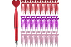 Zuazaor 120 Pieces Heart Shaped Pens in Bulk Valentine Day Party Pens Black Gel Ink Ballpoint Gifts for Adults Office School 