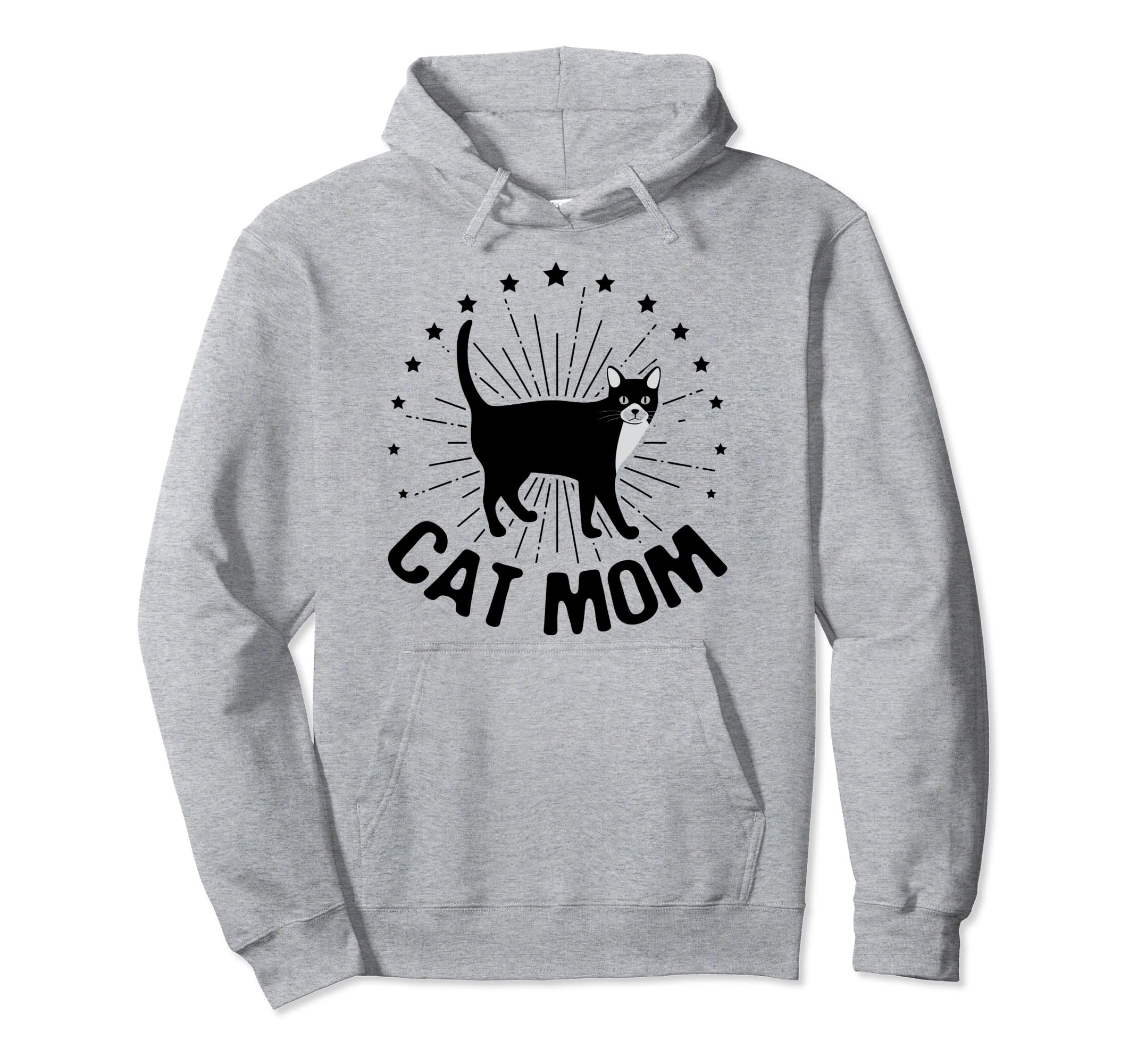 Cat Mom Best Cat Mommy Mother`s Day Black Cat Black Stars Pullover Hoodie