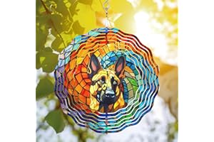 64DECALS 64memory German Shepherd Dog Wind Spinner, German Shepherd Wind Spinner Hanging for Yard and Garden, Unique Gift Wind Spinner, 3D Hanging Wind Spinner Outdoor, Cute German Shepherd Wind Spinner