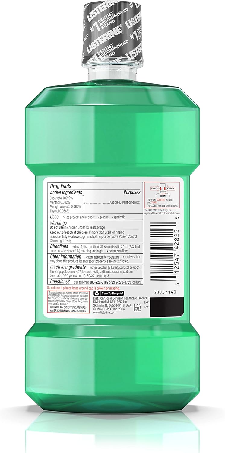 Listerine Freshburst Antiseptic Mouthwash with Germ-Killing Oral Care Formula to Fight Bad Breath, Plaque and Gingivitis, 500 mL: Health & Personal Care