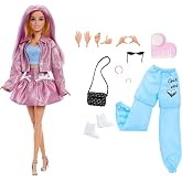 Barbie Deluxe Style Doll in Metallic Pink Barbiecore Skirt and Jacket | 4 Fashions, 4 Accessories, 4 Interchangeable Hands, 2 Shoes &amp; Color Change Hair​​