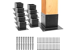 ZLINKE 10 PCS Metal 4×4 Post Base Post Base Brackets,Inner Size 3.5"x3.5" Heavy Duty Powder-Coated Post Anchor Matte Black Wood Post Brackets (Black 10pcs)