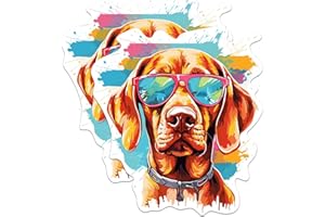 BLISS MONKEY CO. (2 Pack) Vizsla Dog Stickers - Vizsla with Sunglasses - Choose FromOver 100 Dog Breeds - 5 Inches On Longest Side - Premium Vinyl - Made in USA - BMCS0410