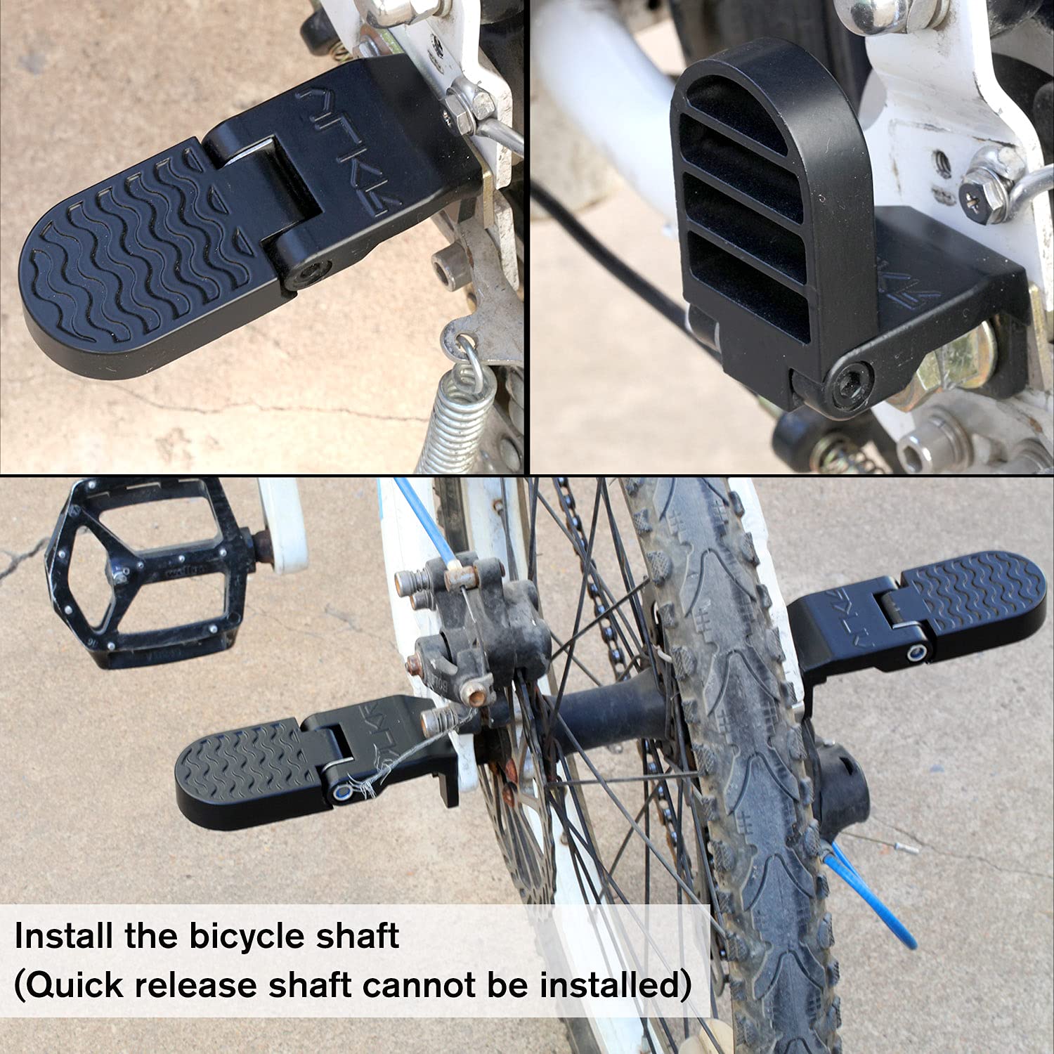 TOBWOLF 2PCS Bike Rear Pedals, Aluminium Bicycle Foot Peg, Non-Slip Ebike Foot Pegs for Passenger, Folding Rear Bicycle Footrest Pedals for E-Bike, Mountain Bike, Folding Bicycle