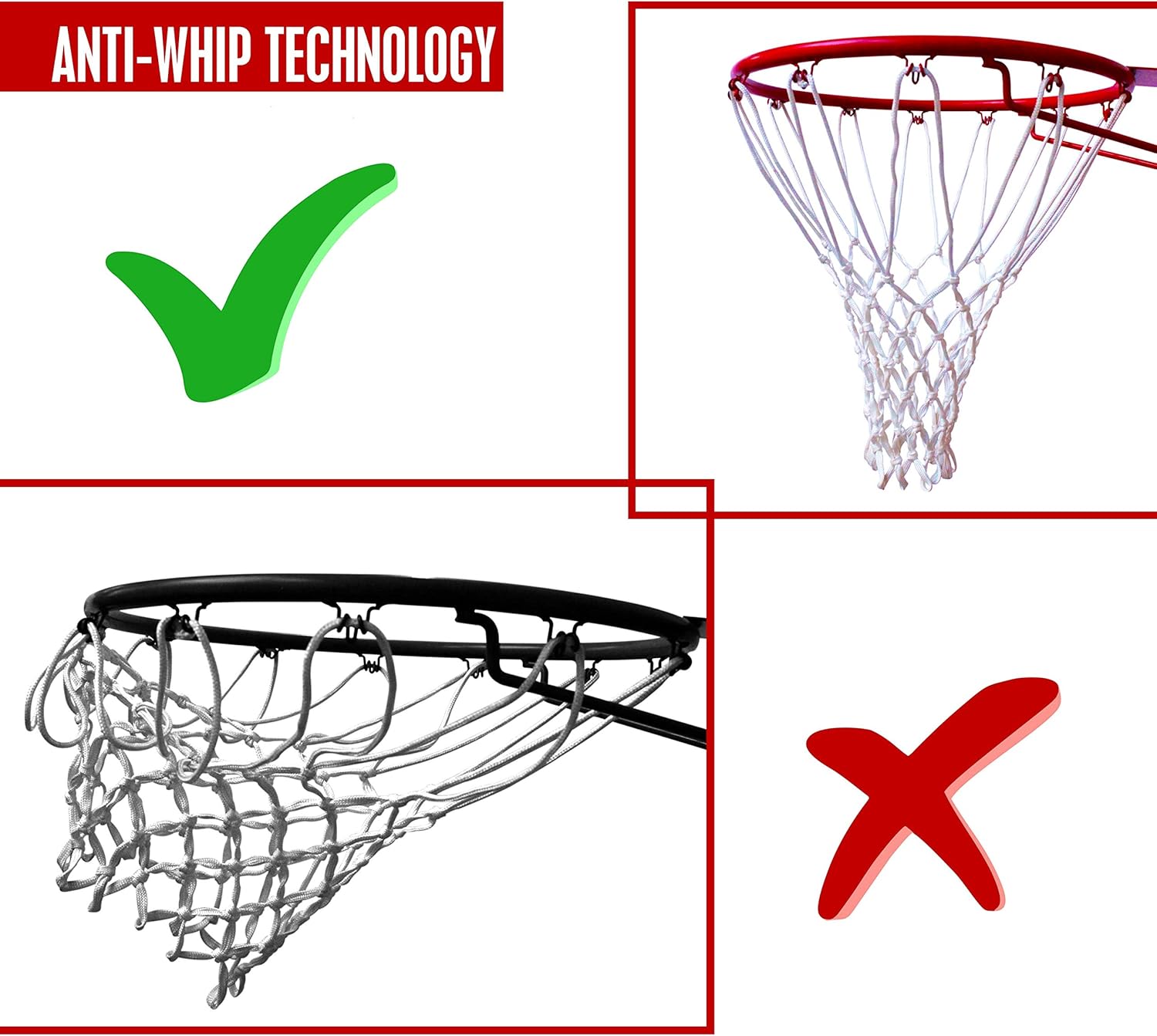 Gains Professional Basketball Net Replacement, All Weather Heavy Duty Anti Whip, Fits Standard Indoor or Outdoor 12 Loops Rim White. : Sports & Outdoors