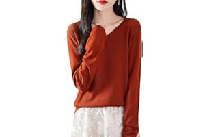 Chanyarn Women's 100% Merino Wool Base Layer Shirt Tops V Neck Long Sleeve Travel Hiking Tee T Shirt Pullover Sweater