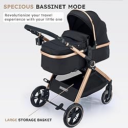 Accombe 2 in 1 Baby Stroller, Convertible Bassinet