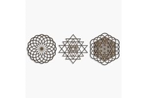 Sacred Geometry Wall Art Wood, Set of 3 Spiritual Wood Wall Art, Large Wooden Zen Wall Art, Geometric Mandala Wood Wall Panel