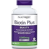 Natrol Biotin Beauty Plus Lutein Tablets, Promotes Healthy Hair, Skin and Nails, Improves Skin Elasticity and Hydration, Extr