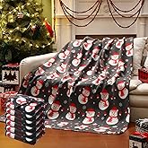 Preboun 6 Pcs 50 x 60 Inch Christmas Snowman Throw Blanket Fleece Printed Warm Holiday Throw Blanket Bulk for Couch Bedroom Bed Sofa Office Winter Travel Wedding Decorations Gifts