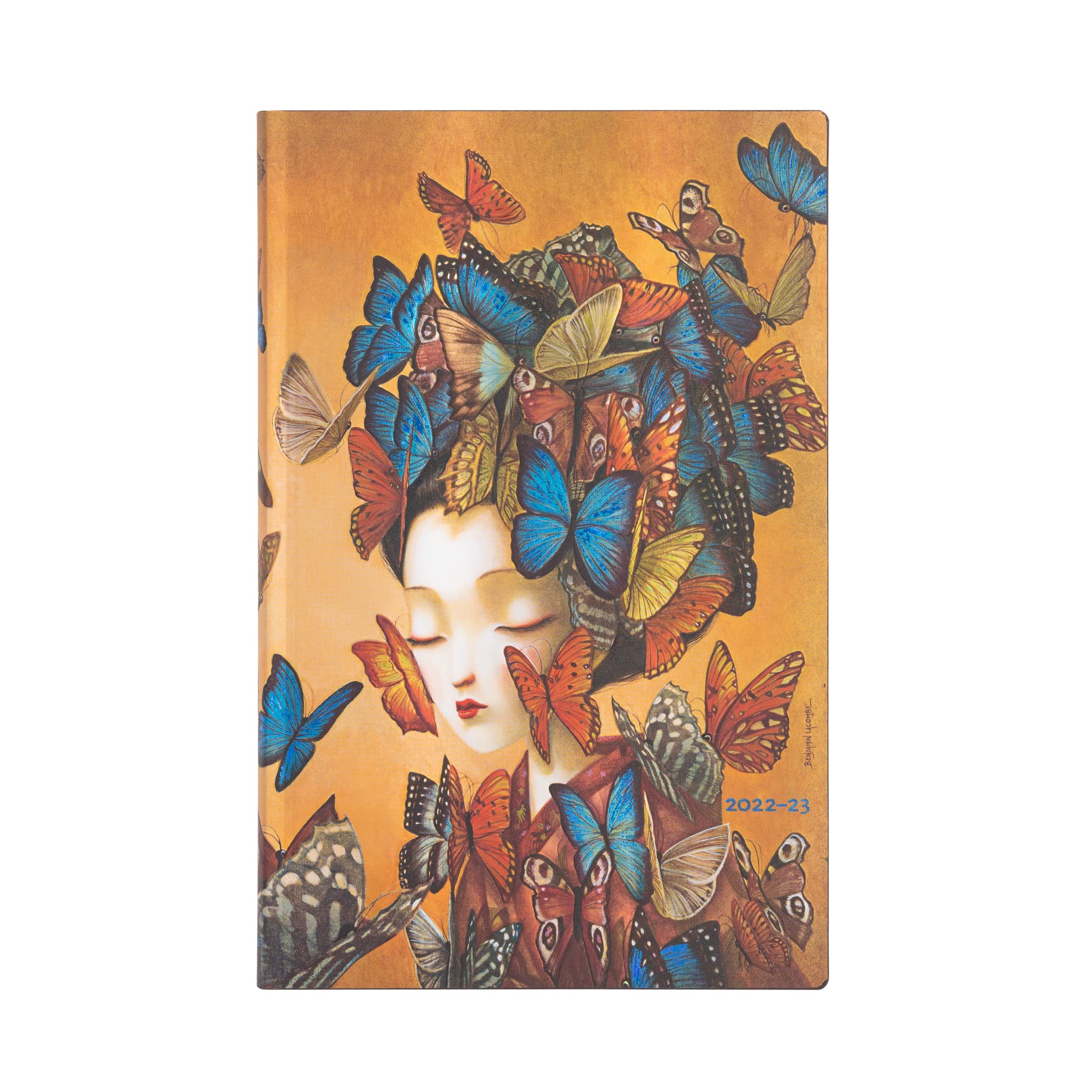 Paperblanks 18-Month Softcover Flexi Diaries 2022-2023 Madame Butterfly | Vertical | Maxi (135 × 210 mm)