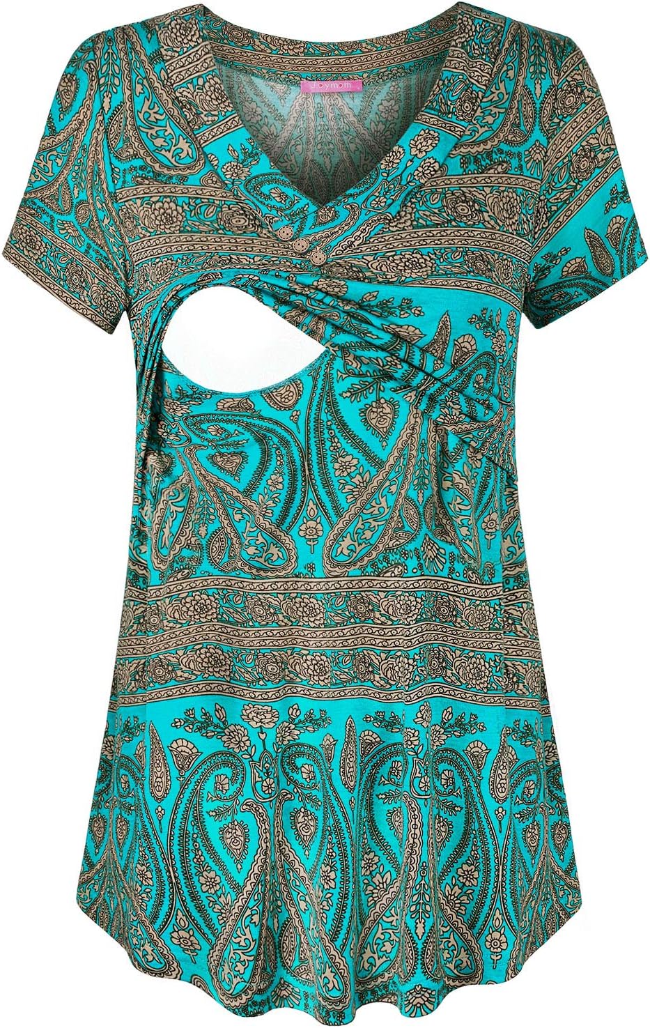 Womens V Neck Short Sleeve Nursing Tops Maternity Breastfeeding Shirts S-2XL