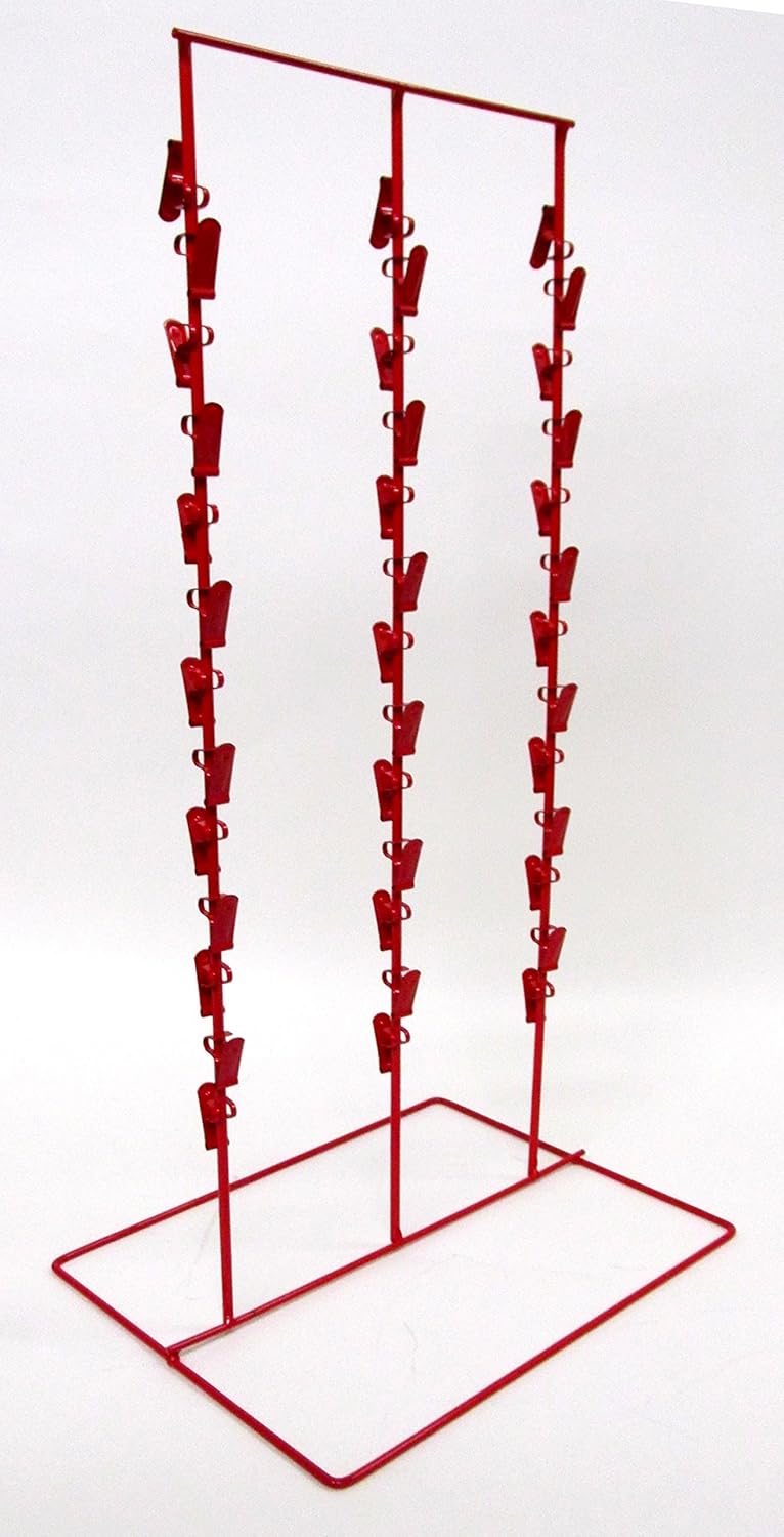 Triple Round Strip 6 Inch Apart 39 Chip Counter Potato Chip Display Rack in Red