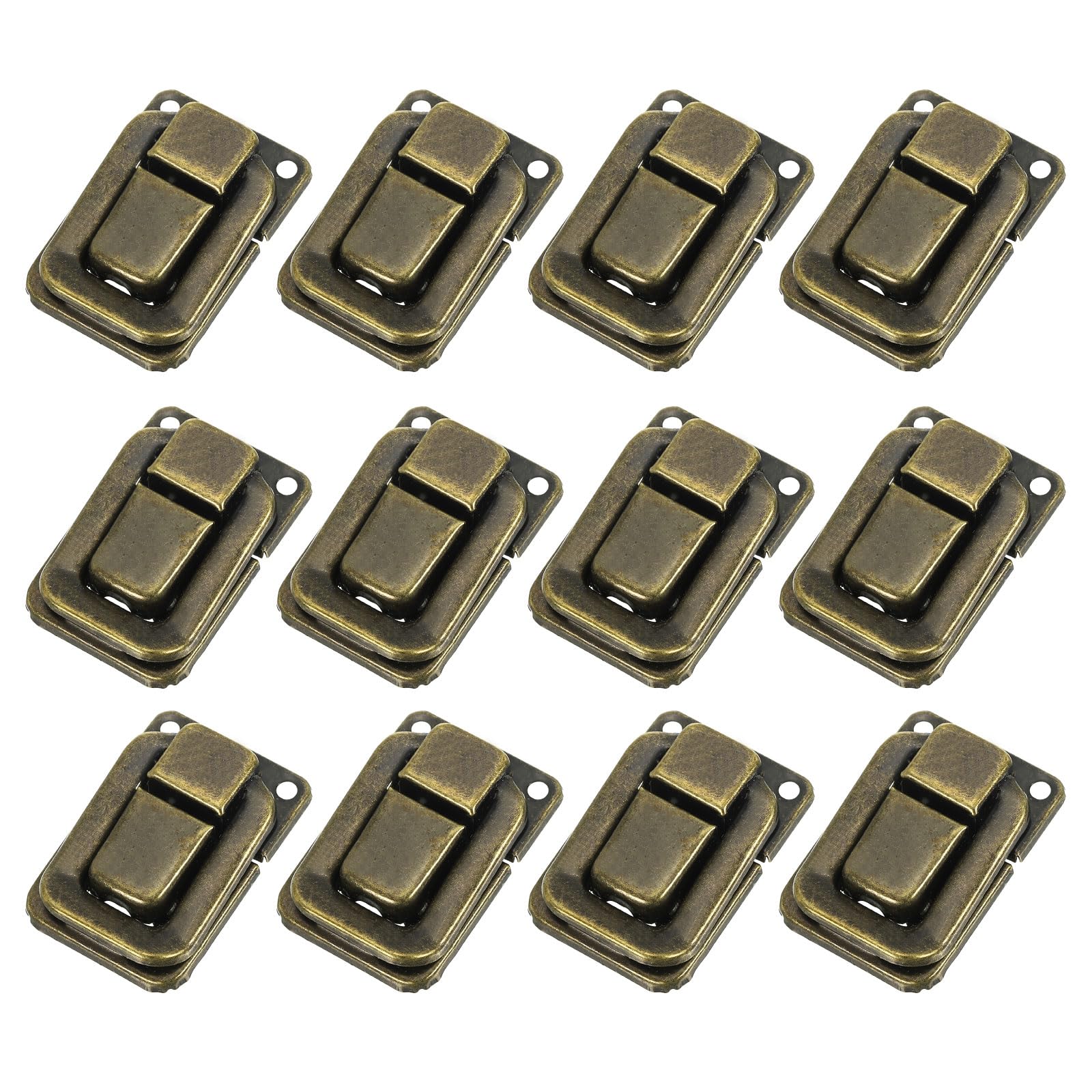 PATIKIL Toggle Catch Lock 1.4" x 0.9", 12 Pack Metal Buckle Hasp Lock Latch Clasp for Jewelry Box Wooden Case Decoration, Bronze