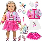AK KYC 18 Inch American Doll Clothes and Accessories Makeup Set Outdoor Casual Playset for Parent-Child Interaction Birthday Christmas Thanksgiving Day Gift(Not Include Doll)