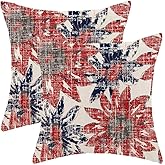BETGINY Vintage Floral Pillow Covers 18 x 18 Inch Set of 2, Navy Blue Red Retro Sunflower Flowers Decorative Throw Pillow Covers Outdoor Linen Farmhouse Modern Art Pillowcases for Couch Sofa Decor