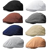 JaGely 8 Pcs Newsboy Flat Caps for Men Breathable Cabbie Driving Hunting Hats Classic Newsboy Hats for Men Father Gifts